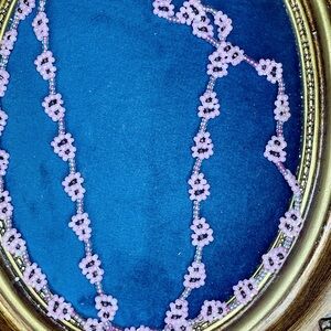 2a. Glass Seed Bead Pink Floral Necklace
